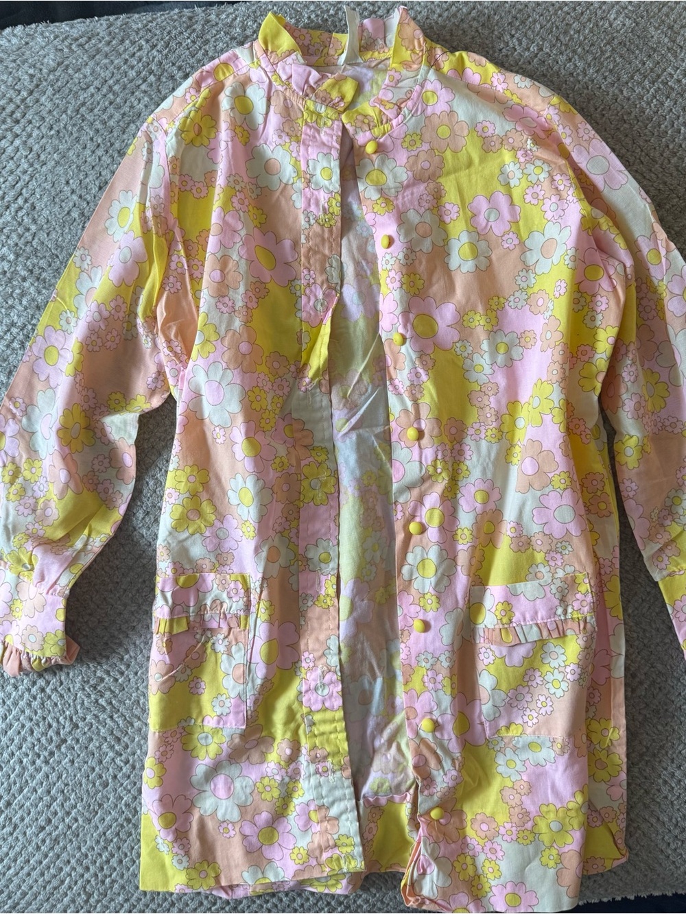 Vintage Daisy Floral Pink and Yellow Button-Up Shirt